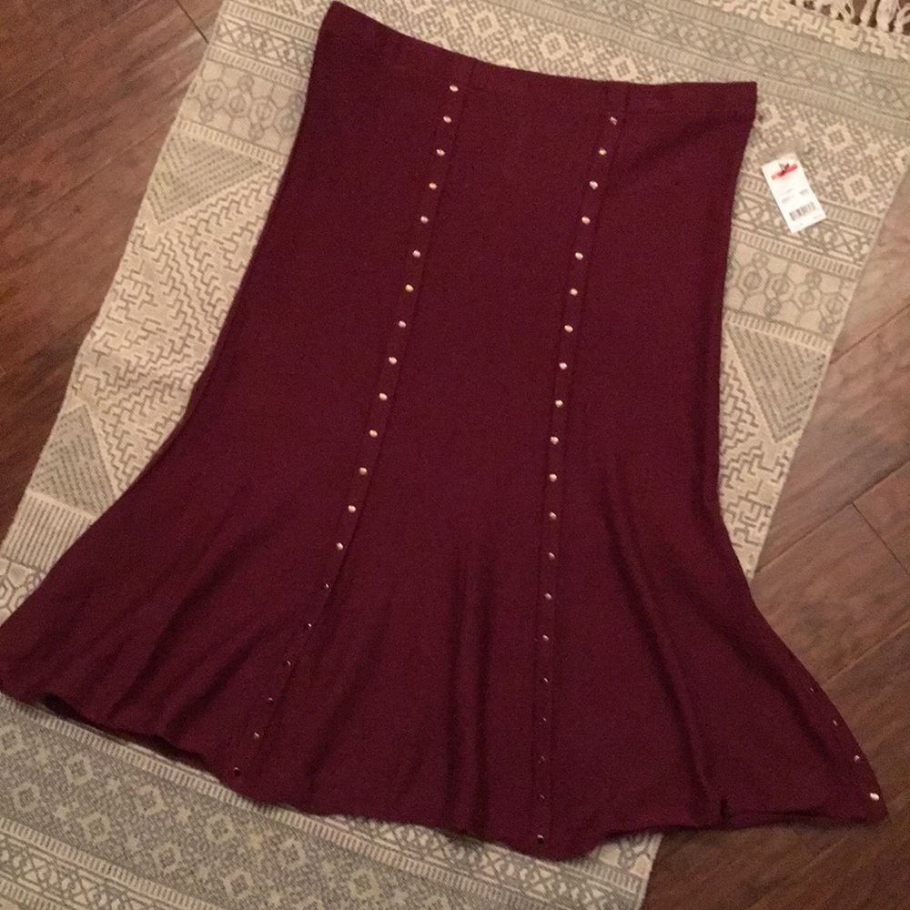 Burgundy Long Fit and Flare Skirt XL NWT